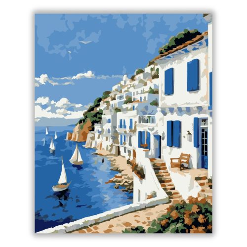 Mediterrán vitorlások - számfestő készlet - Számfestő.hu - 40×50cm - Keret nélkül