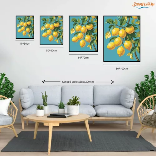Mediterrán citromág - számfestő készlet - Számfestő.hu - 50×60cm - Keret nélkül
