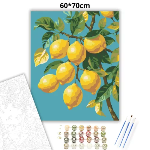 Mediterrán citromág - számfestő készlet - Számfestő.hu - 60×70cm - Keretre feszítve