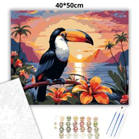 Naplementés tukán - számfestő készlet - Számfestő.hu - 40×50cm - Keret nélkül