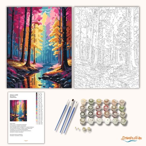 Kristályerdő fényei - számfestő készlet - Számfestő.hu - 60×70cm - Keret nélkül