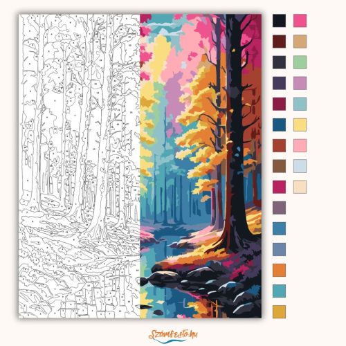 Kristályerdő fényei - számfestő készlet - Számfestő.hu - 60×70cm - Keretre feszítve