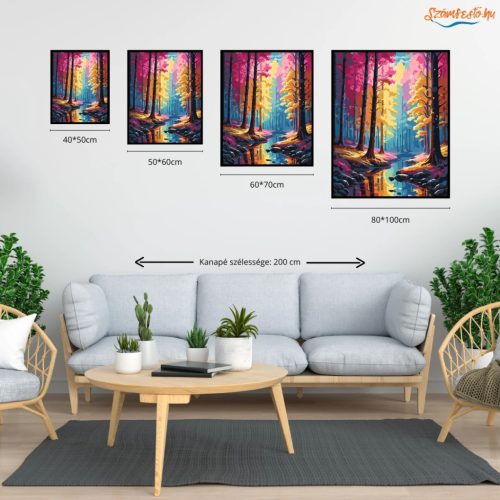 Kristályerdő fényei - számfestő készlet - Számfestő.hu - 60×70cm - Keret nélkül