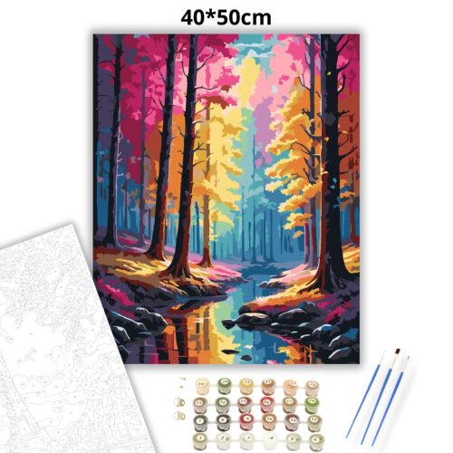 Kristályerdő fényei - számfestő készlet - Számfestő.hu - 40×50cm - Keret nélkül