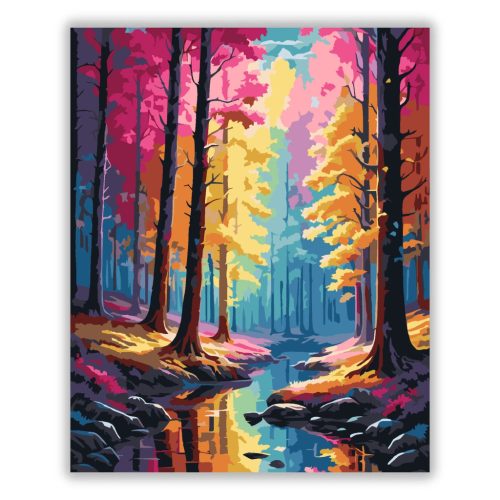 Kristályerdő fényei - számfestő készlet - Számfestő.hu - 40×50cm - Keret nélkül