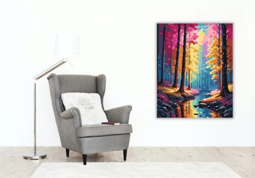 Kristályerdő fényei - számfestő készlet - Számfestő.hu - 40×50cm - Keret nélkül