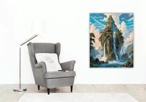 Felhők feletti vízesések - számfestő készlet - Számfestő.hu - 50×60cm - Keret nélkül