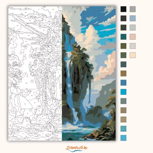 Felhők feletti vízesések - számfestő készlet - Számfestő.hu - 80×100cm - Keret nélkül