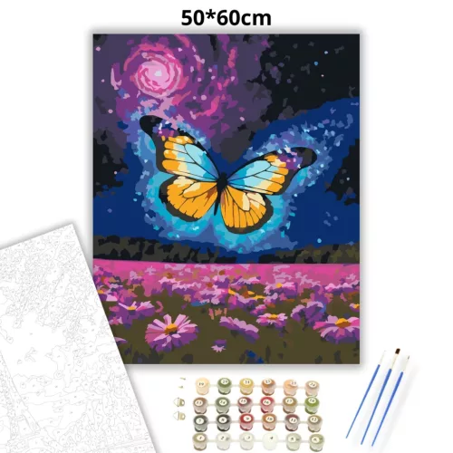 Varázslatos pillangó - számfestő készlet - Számfestő.hu - 50×60cm - Keretre feszítve