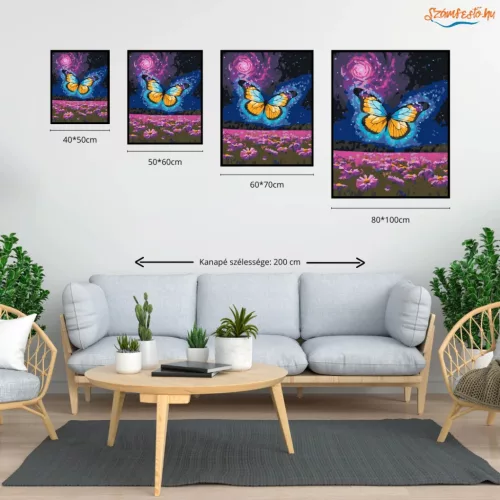 Varázslatos pillangó - számfestő készlet - Számfestő.hu - 80×100cm - Keret nélkül