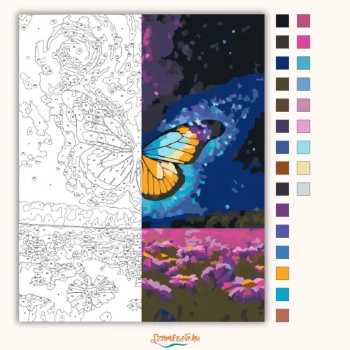 Varázslatos pillangó - számfestő készlet - Számfestő.hu - 40×50cm - Keret nélkül