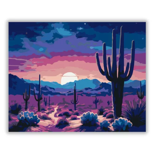 Csillagfényes sivatagi ösvény - számfestő készlet - Számfestő.hu - 50×60cm - Keretre feszítve