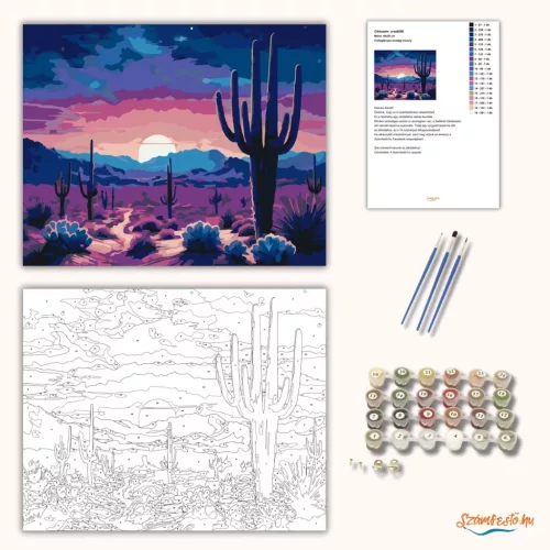 Csillagfényes sivatagi ösvény - számfestő készlet - Számfestő.hu - 60×70cm - Keretre feszítve