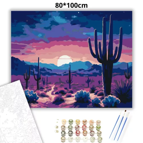 Csillagfényes sivatagi ösvény - számfestő készlet - Számfestő.hu - 80×100cm - Keretre feszítve