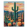 Virágzó kaktuszmező - számfestő készlet - Számfestő.hu - 50×60cm - Keretre feszítve