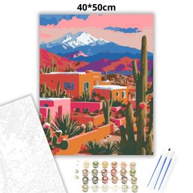 Aranyló vályogházak - számfestő készlet - Számfestő.hu - 40×50cm - Keret nélkül