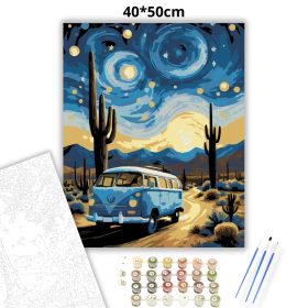 Vándorló kisbusz éjszakája - számfestő készlet - Számfestő.hu - 40×50cm - Keret nélkül