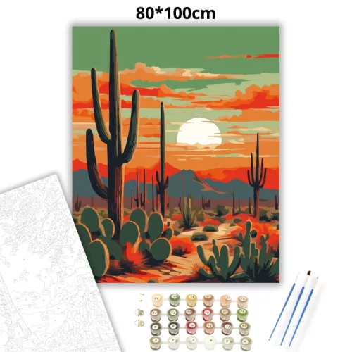 Alkonyati sivatagi ösvény - számfestő készlet - Számfestő.hu - 80×100cm - Keret nélkül