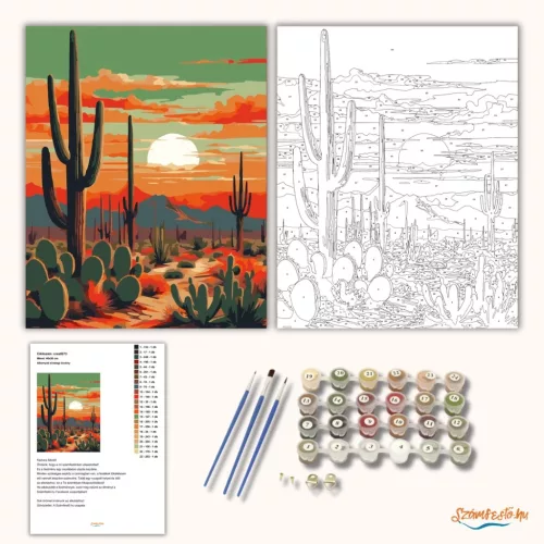 Alkonyati sivatagi ösvény - számfestő készlet - Számfestő.hu - 80×100cm - Keretre feszítve