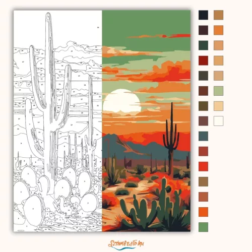 Alkonyati sivatagi ösvény - számfestő készlet - Számfestő.hu - 80×100cm - Keretre feszítve