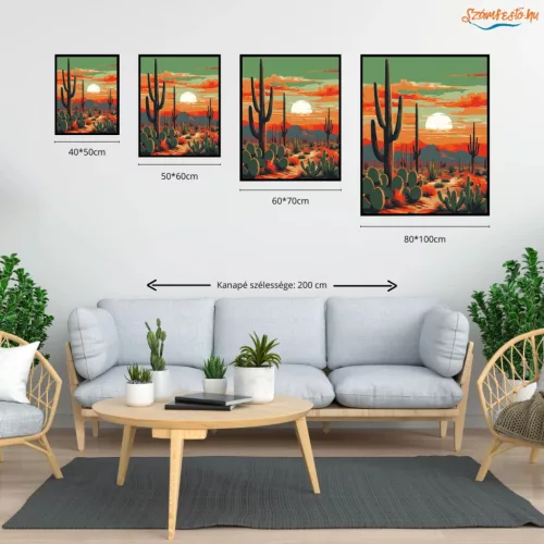 Alkonyati sivatagi ösvény - számfestő készlet - Számfestő.hu - 40×50cm - Keretre feszítve