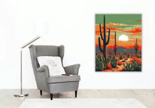 Alkonyati sivatagi ösvény - számfestő készlet - Számfestő.hu - 40×50cm - Keretre feszítve