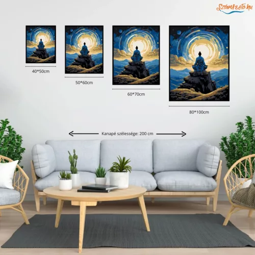 Elmélyült meditáció - számfestő készlet - Számfestő.hu - 40×50cm - Keret nélkül