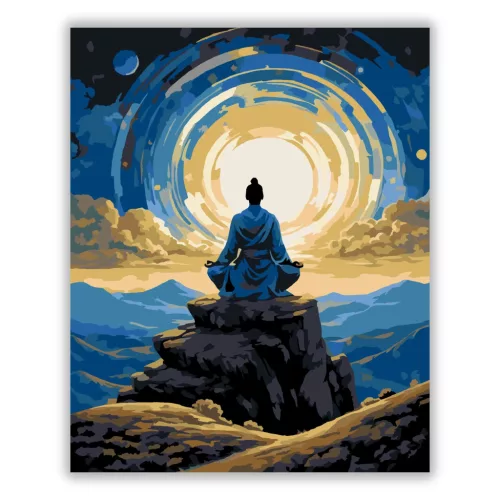 Elmélyült meditáció - számfestő készlet - Számfestő.hu - 40×50cm - Keret nélkül