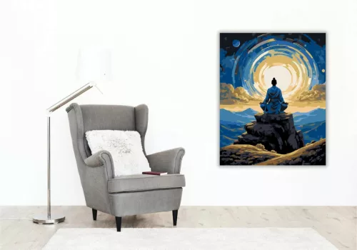 Elmélyült meditáció - számfestő készlet - Számfestő.hu - 40×50cm - Keret nélkül
