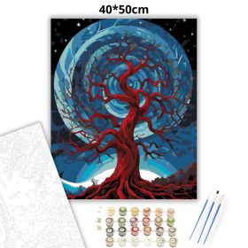 Holdfényes életfa - számfestő készlet - Számfestő.hu - 40×50cm - Keret nélkül
