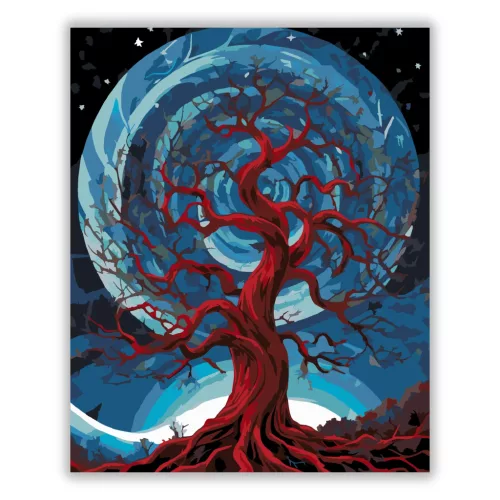 Holdfényes életfa - számfestő készlet - Számfestő.hu - 40×50cm - Keret nélkül