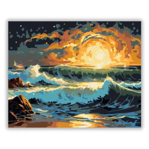 Viharos hullámok - számfestő készlet - Számfestő.hu - 40×50cm - Keret nélkül
