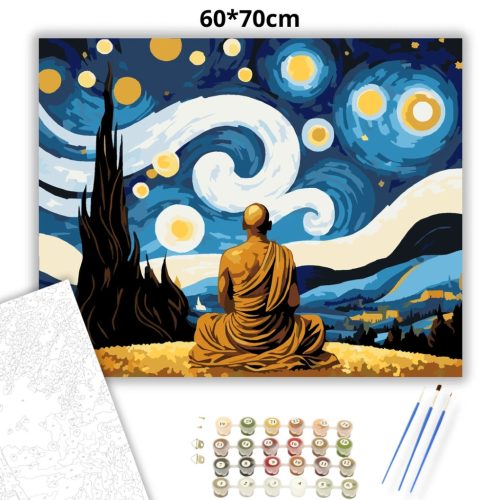Szerzetes az ég alatt - számfestő készlet - Számfestő.hu - 60×70cm - Keret nélkül