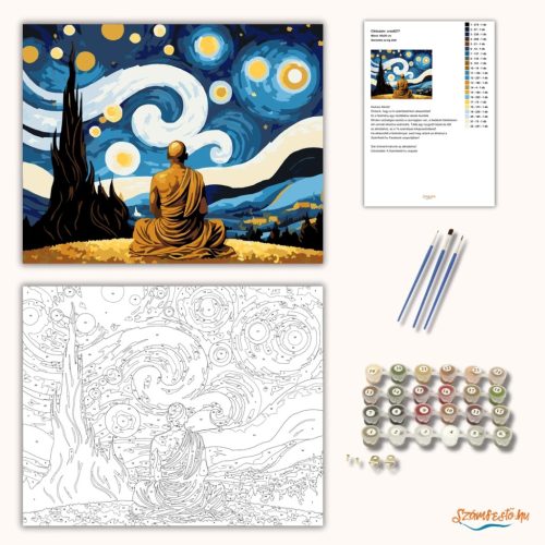 Szerzetes az ég alatt - számfestő készlet - Számfestő.hu - 40×50cm - Keretre feszítve