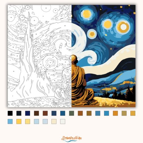 Szerzetes az ég alatt - számfestő készlet - Számfestő.hu - 40×50cm - Keretre feszítve