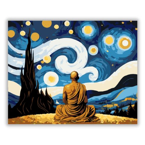 Szerzetes az ég alatt - számfestő készlet - Számfestő.hu - 40×50cm - Keretre feszítve