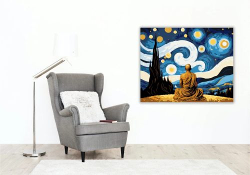 Szerzetes az ég alatt - számfestő készlet - Számfestő.hu - 40×50cm - Keretre feszítve