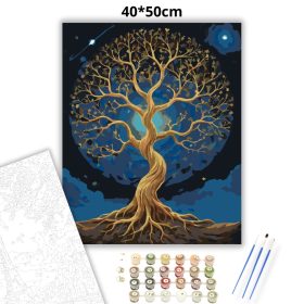 Aranyló kozmikus fa - számfestő készlet - Számfestő.hu - 40×50cm - Keret nélkül