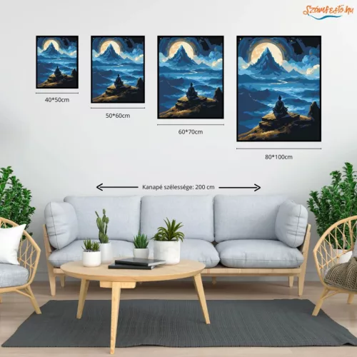 Holdfényes elmélyülés - számfestő készlet - Számfestő.hu - 50×60cm - Keret nélkül