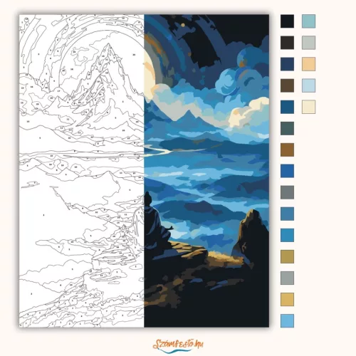 Holdfényes elmélyülés - számfestő készlet - Számfestő.hu - 80×100cm - Keretre feszítve