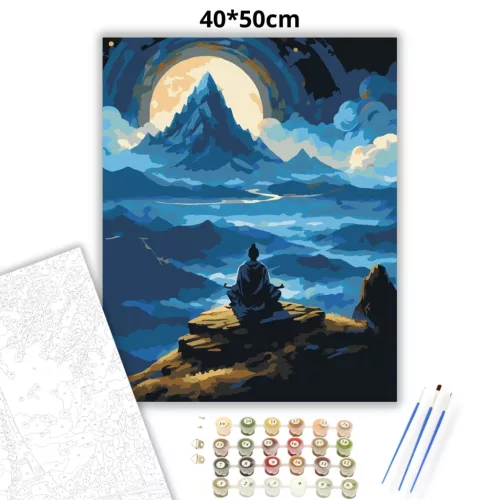 Holdfényes elmélyülés - számfestő készlet - Számfestő.hu - 40×50cm - Keretre feszítve