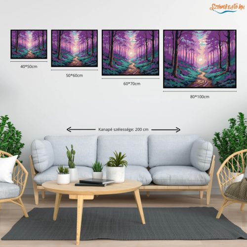 Misztikus erdei ösvény - számfestő készlet - Számfestő.hu - 50×60cm - Keretre feszítve