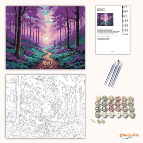 Misztikus erdei ösvény - számfestő készlet - Számfestő.hu - 60×70cm - Keret nélkül