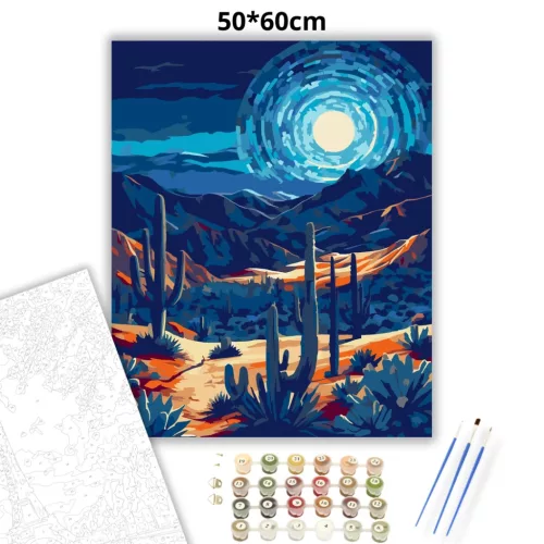 Ragyogó holdgyűrű - számfestő készlet - Számfestő.hu - 50×60cm - Keretre feszítve