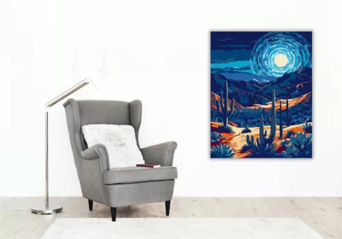 Ragyogó holdgyűrű - számfestő készlet - Számfestő.hu - 50×60cm - Keretre feszítve