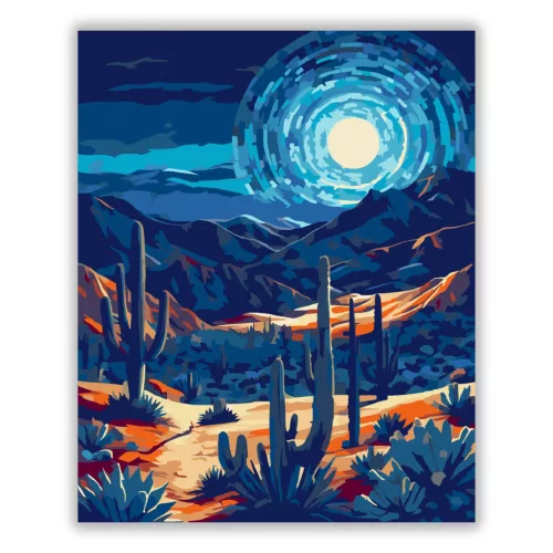 Ragyogó holdgyűrű - számfestő készlet - Számfestő.hu - 60×70cm - Keretre feszítve