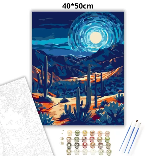 Ragyogó holdgyűrű - számfestő készlet - Számfestő.hu - 40×50cm - Keretre feszítve