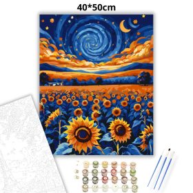 Örvénylő napraforgó mező - számfestő készlet - Számfestő.hu - 40×50cm - Keret nélkül