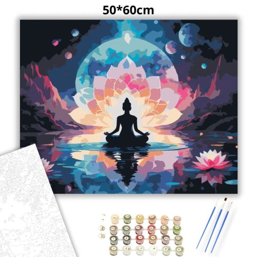 Kozmikus meditáció - számfestő készlet - Számfestő.hu - 50×60cm - Keret nélkül