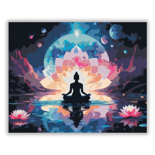 Kozmikus meditáció - számfestő készlet - Számfestő.hu - 50×60cm - Keretre feszítve
